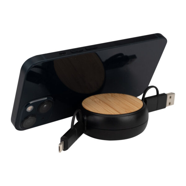 Connect Multicargador Retráctil 4 en 1 de ABS/Bamboo - Imagen 3